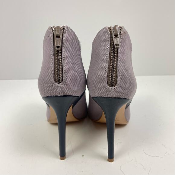 BCBGMaxazria | Nicoletta Blue & Gray Colorblock Leather Peep Toe Eve Booties - Picture 4 of 12
